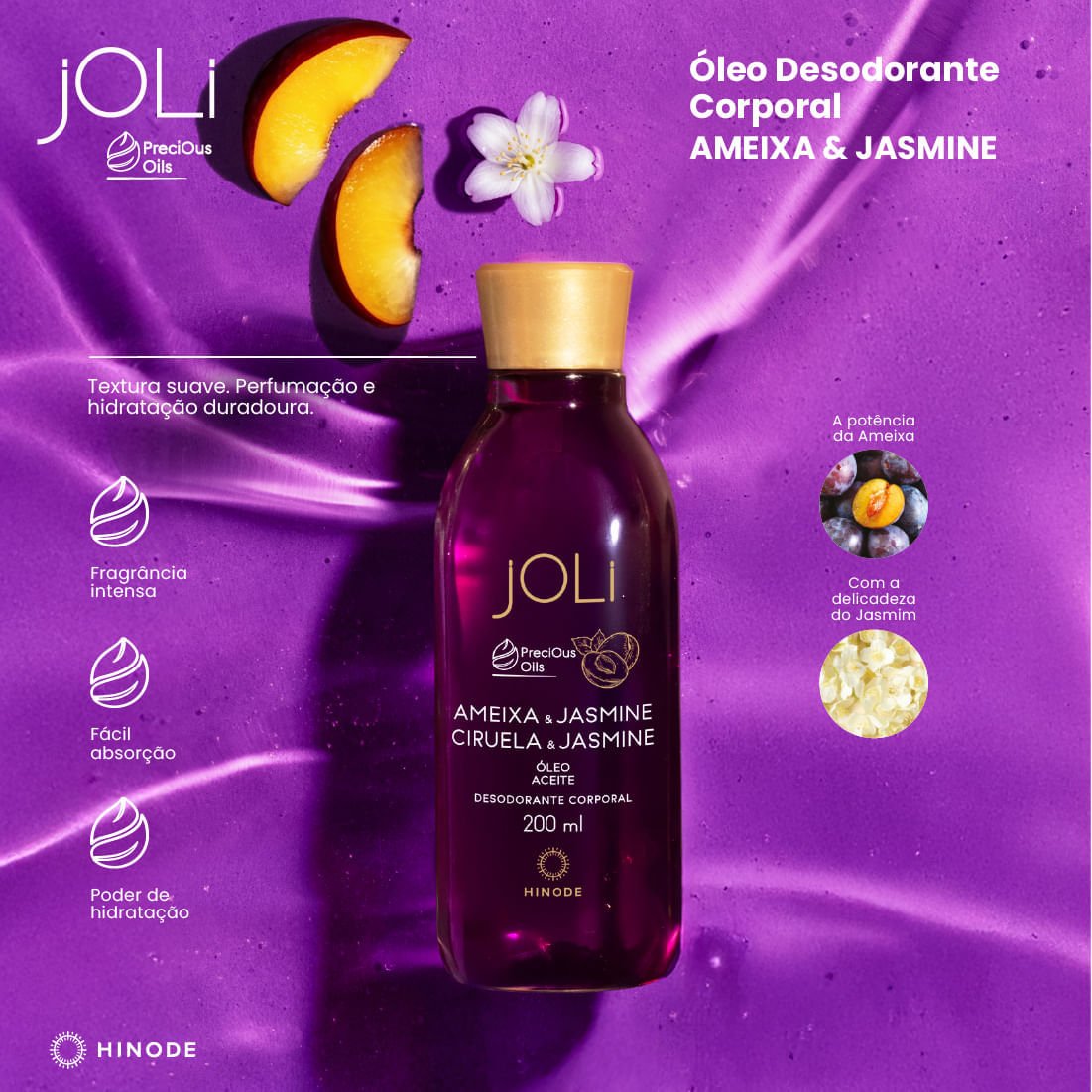 Miniatura 2 do produto Óleo Desodorante Corporal Joli Ameixa e Jasmine 200ml