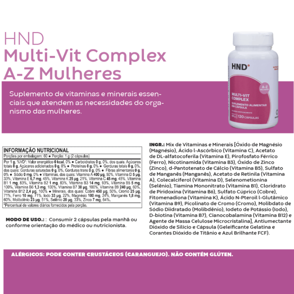 Miniatura 2 do produto Suplemento Alimentar Mult-Vit Complex Mulher 120 Cápsulas