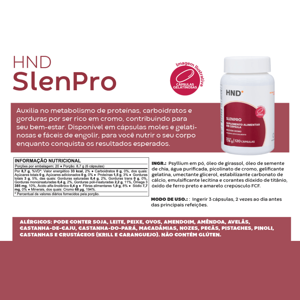 Miniatura 3 do produto Suplemento Alimentar Slenpro HND 120 Cápsulas