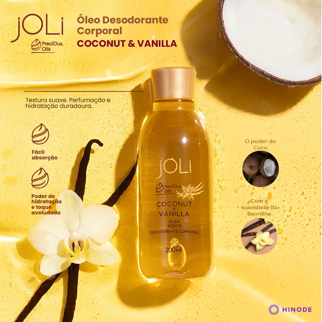 Imagem 2 de Óleo Desodorante Corporal Joli Vanilla e Coco 200ml