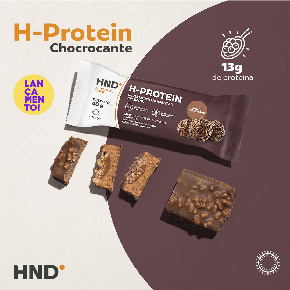 Imagem 5 de H- Protein Suplemento Alimentar em barra Sabor Chocrocante HND 40g