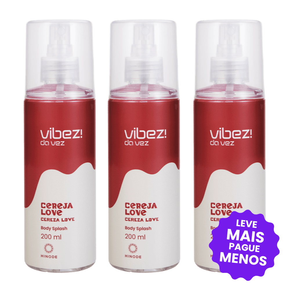 Kit 3 Body Splash Vibez da Vez! Cereja Love