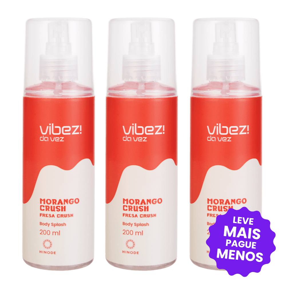 Kit 3 Body Splash Vibez da Vez! Morango Crush