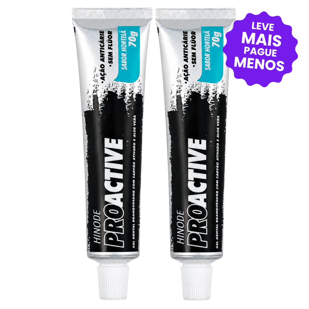 Kit 2 Géis Dentais com Carvão Ativado e Aloe Vera Proactive 70g