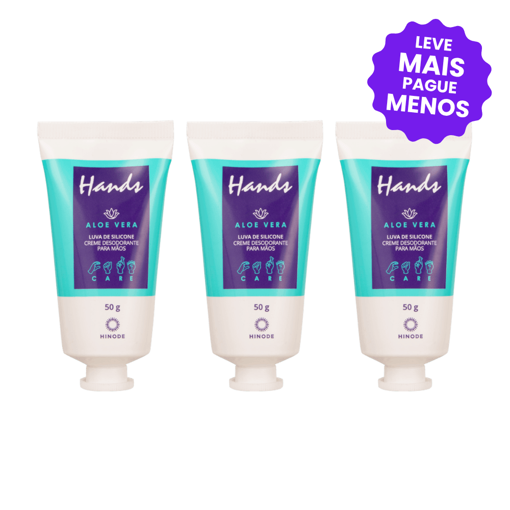 Kit 3 Miniaturas Luvas De Silicone Aloe Vera Hands 50g