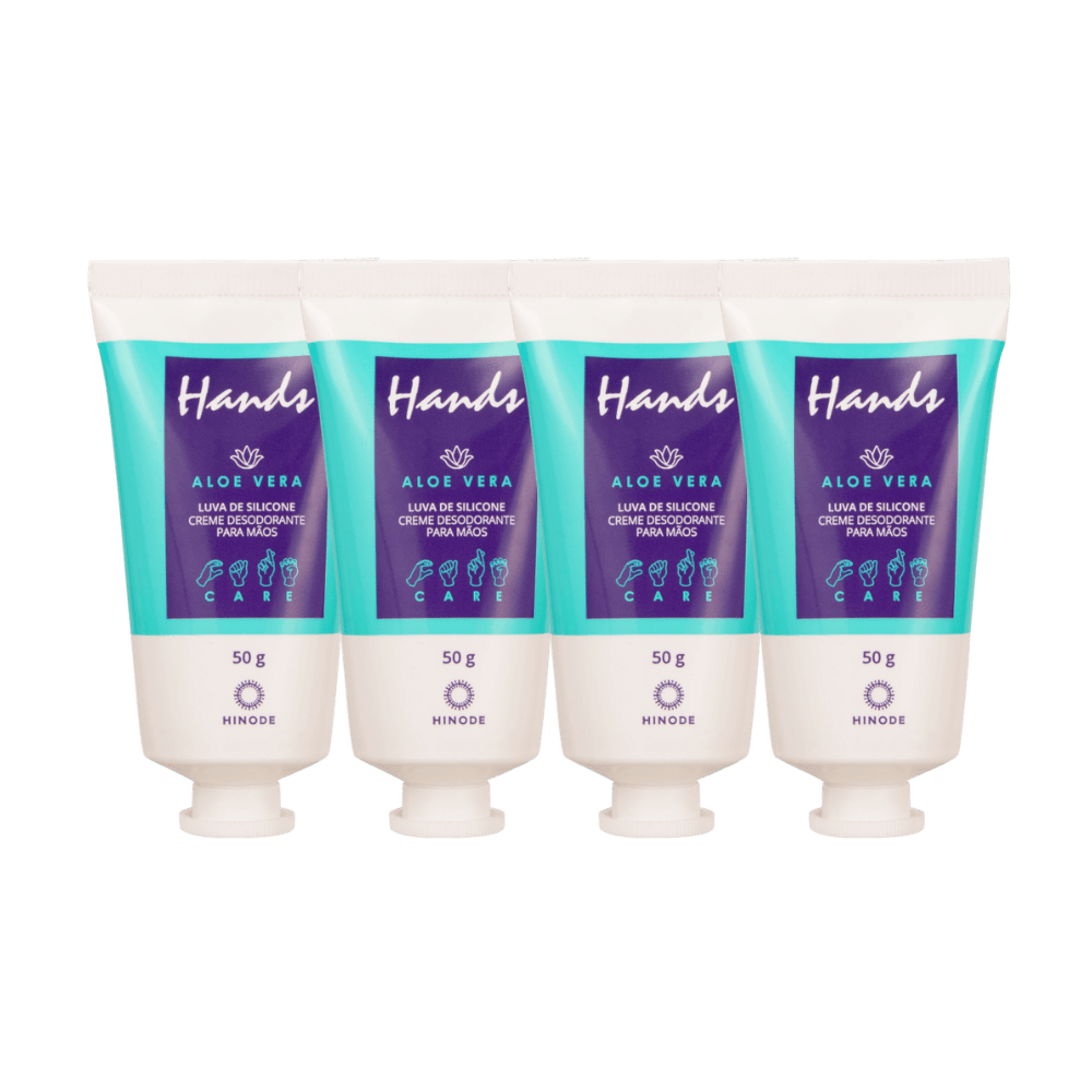 Imagem 2 de Kit 4 Miniaturas Luvas De Silicone Aloe Vera Hands 50g